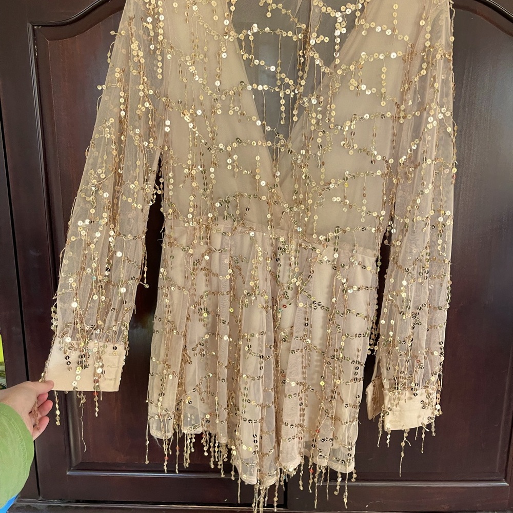 Womens gold sequin romper